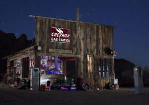 Photographers of Las Vegas - Architectural Photography - Nelson Ghost town old wooden building at night