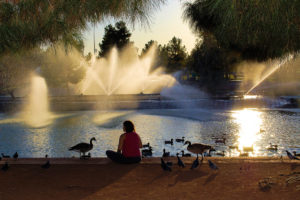 Photographers of Las Vegas - Portrait Photography - Sunset Park woman with geese