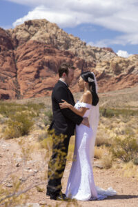 Photographers of Las Vegas - Wedding Photography - Bride and Groom wedding photo in the Las Vegas desert