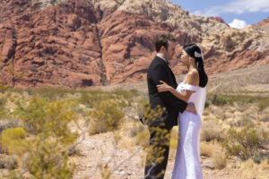Photographers of Las Vegas - Wedding Photography - Bride and Groom desert elopement in Las Vegas Red Rock