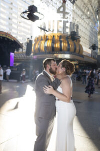 Photographers of Las Vegas - Wedding Photography - Bride and Groom romantic image at the Four Queens Las Vegas