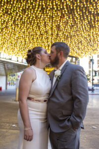 Photographers of Las Vegas - Wedding Photography - Bride and Groom under the Neon Lights Fremont Las Vegas