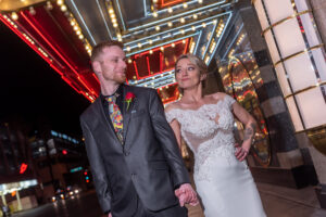 Photographers of Las Vegas - Elopement Photography - couple photo on dtlv fremont st 4