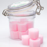 Photographers of Las Vegas – Studio Product Photography – Pink Wax Melts Glass Jar White Backdrop