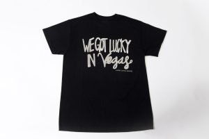 Photographers Of Las Vegas - Commercial Photography - Lucky little chapel black t-shirt we got lucky in vegas