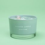 Photographers Of Las Vegas - Commercial Photography -White Candle crystal stones in wax mint green background scented candle relax at home