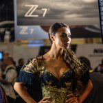 Photographers Of Las Vegas - Event Photography - convention model posing blue gold fray Z7