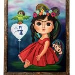 Photographers Of Las Vegas - Commercial Photography - Frida Kahlo young girl Huerta 2022 monkey parrot red dress painting