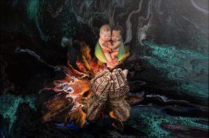 Photographers Of Las Vegas - Commercial Photography - Babies wrapped elderly hands painting Huerta 2022 painting