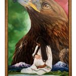 Photographers Of Las Vegas - Commercial Photography - Huerta Painting 2022 Eagle pregnant woman green white red gold frame