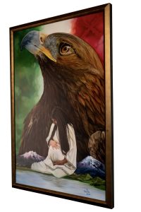 Photographers Of Las Vegas - Commercial Photography - Huerta Painting 2022 Eagle pregnant woman green white red