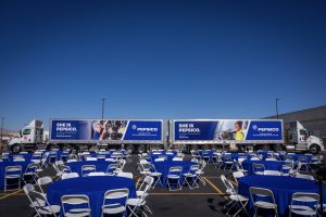 Photographers Of Las Vegas - Commercial Photography - Pepsico trucks blue and white event tables and chairs