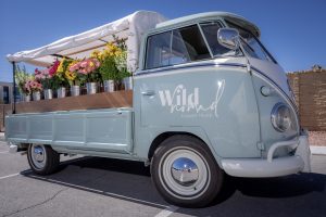 Photographers Of Las Vegas - Commercial Photography - Wild nomad flower truck Volks wagon light blue truck white wall tires